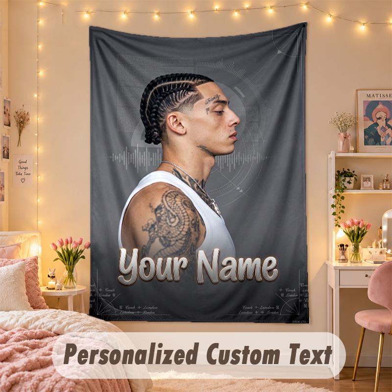 Custom Personalized Tapestry,Central Cee Print Custom Name Text Wall Art Hanging for Bedroom