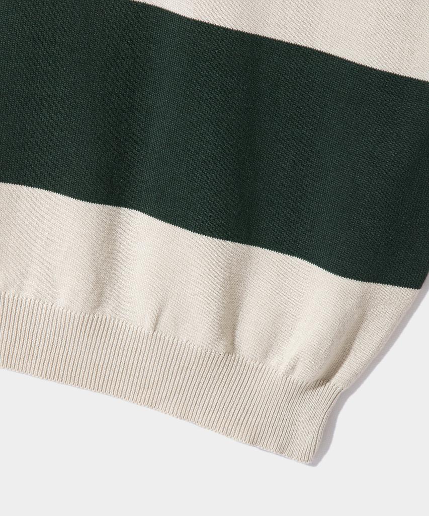 Dimiteulibeullaeg Asi Striped Rugby Long Sleeve Knit T-Shirt_Green