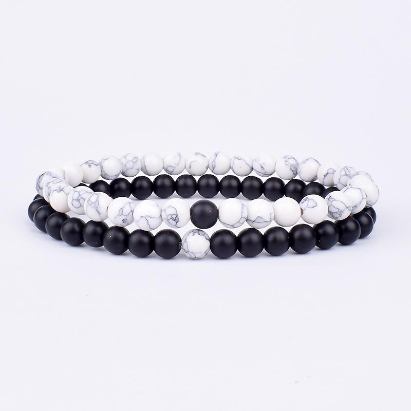 2pcs/Set Couples Distance Bracelets Tiger Eye Natural Chakra Lava Stone Beaded Yoga Bracelets for Men Women Elastic Rope Jewelry