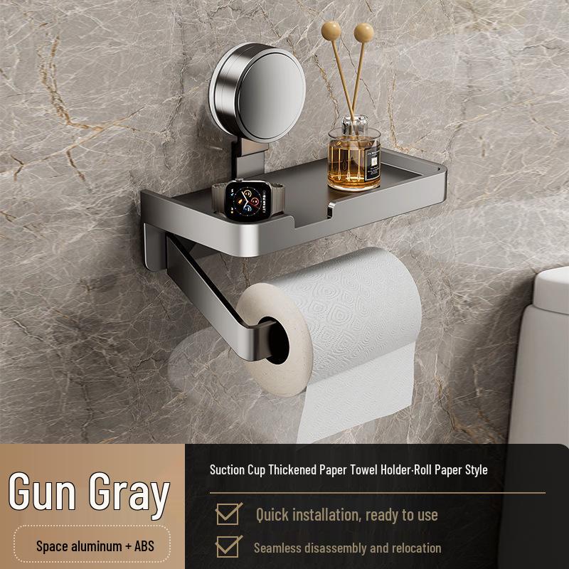 Wall-Mounted No-Drill Suction Cup Tissue Holder