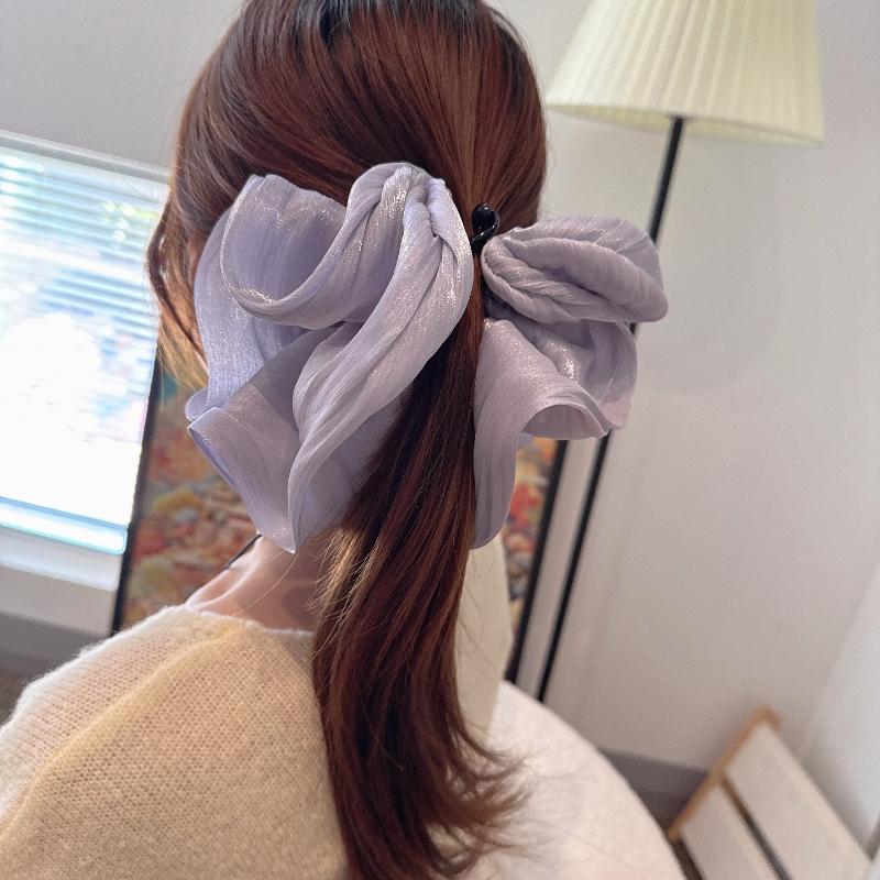 Soft Pleated Chiffon Flower Banana Hair Clips Anti Slip Holder Elegant Hair Clamp Women Daily Wedding Party Hair Accessories