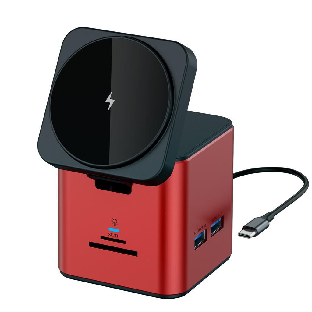 9-in-1 Multifunktions-Hub Dockingstation Kabelloses Ladegerät für iPhone 12-17, Magnetischer Schnelllade-Hub für AirPods, Schnellladegerät mit USB-C-Anschlüssen