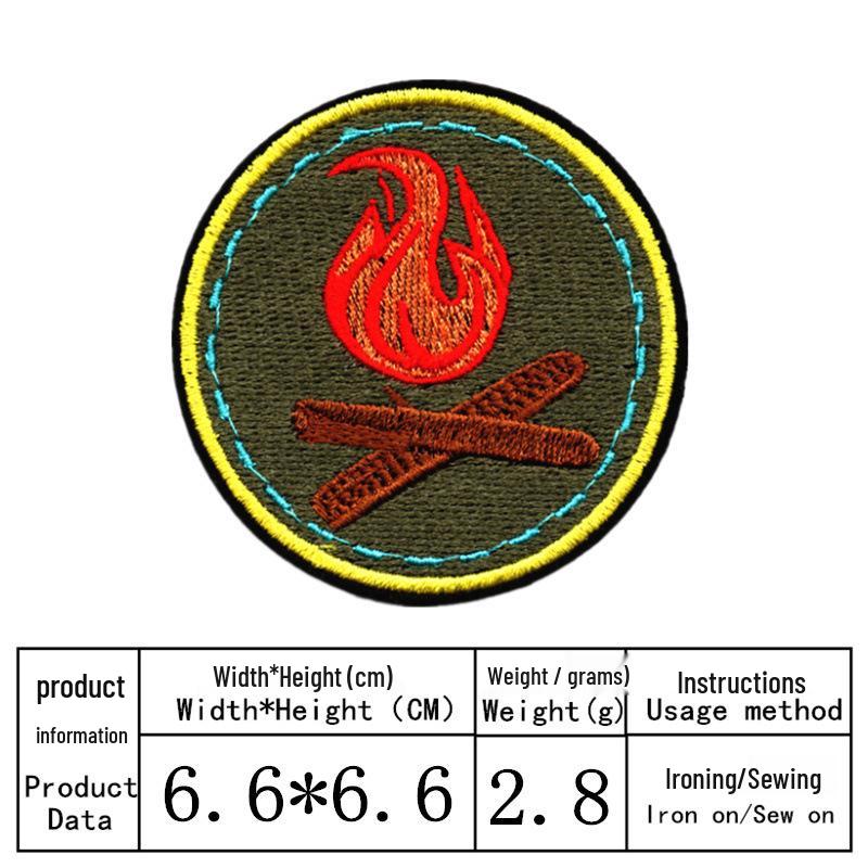 Black Round Landscape Embroidery Patch - Cloth Sticker for Decoration & Repair
