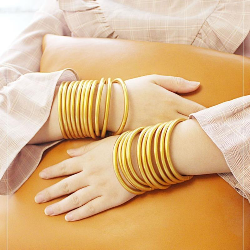 Gold Foil Filled Bracelet Cute Silicone Wristbands Suitable for Ladies Girls Birthday Mother's Day Bride Wedding Party
