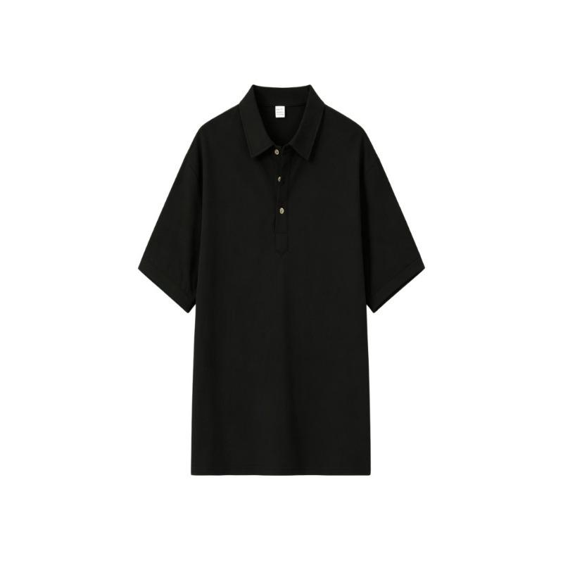 Mens Loose Fit Casual Short Sleeve Turn Down Collar Polo Shirt