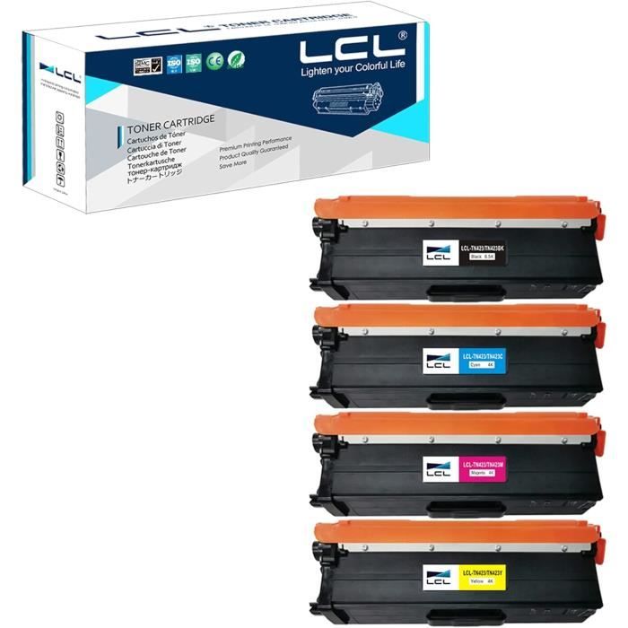Cartouche de Toner Remanufacturée - LCL - TN-421 TN-423 - Pack de 4 - Compatible Brother - 6500 pages