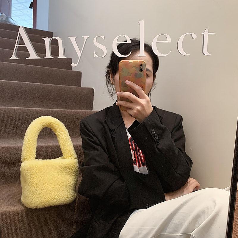 Cheap Faux Fur Cute Totes 2021 Winter New High Quality Soft Plush