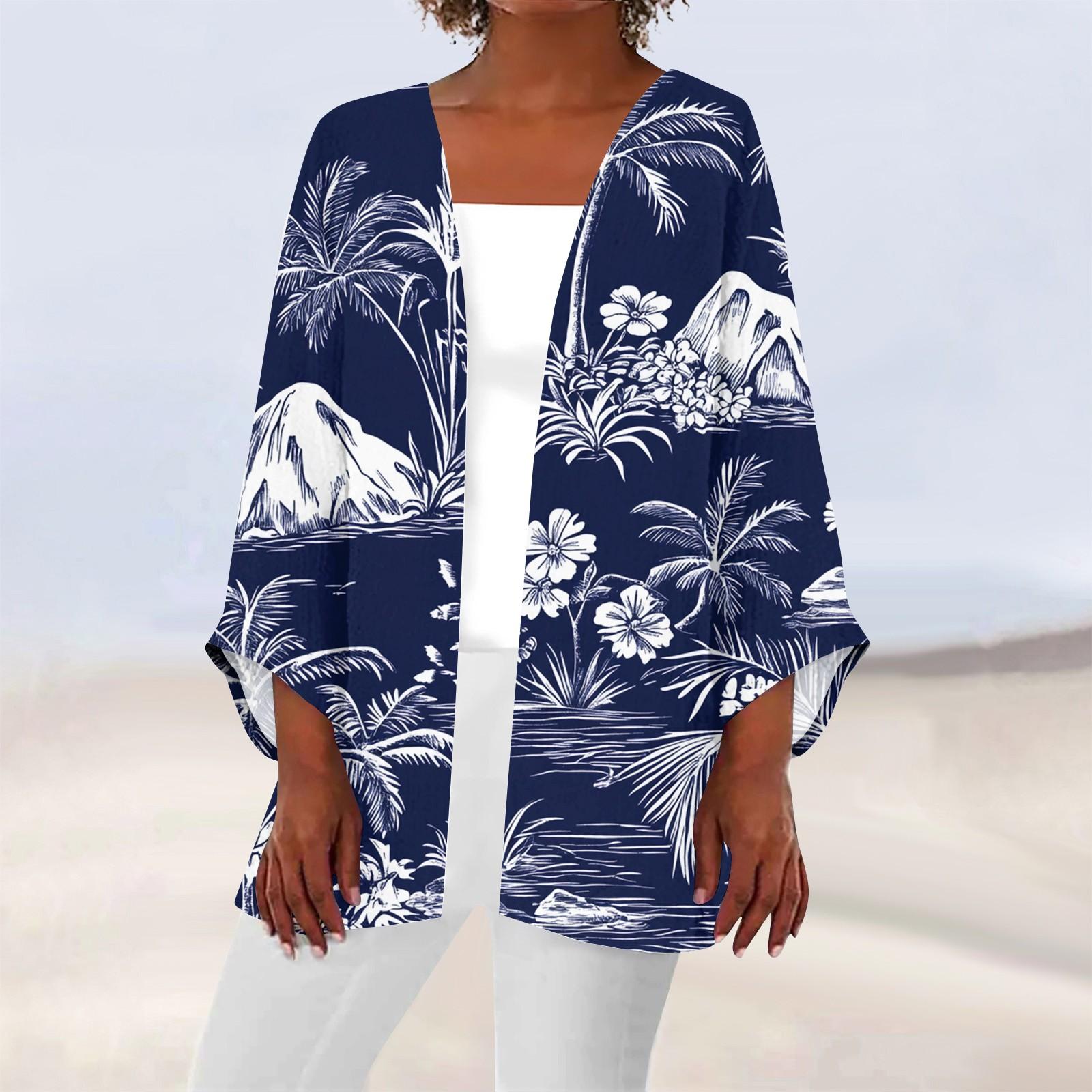 

Женская повседневная модная легкая куртка средней длины с принтом, кардиган XXL белый