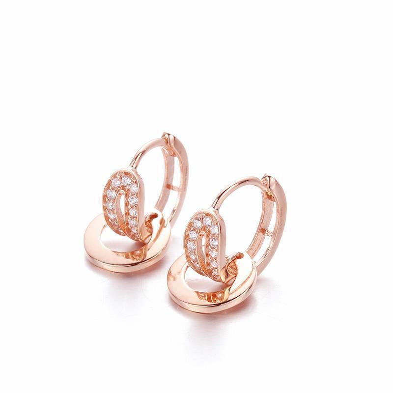 Фиолетовые Золотые Чистые Круглые Серьги Женские Цвет Золотой Классические Роскошные Позолоченные Розовым Золотом Серьги-Гвоздики