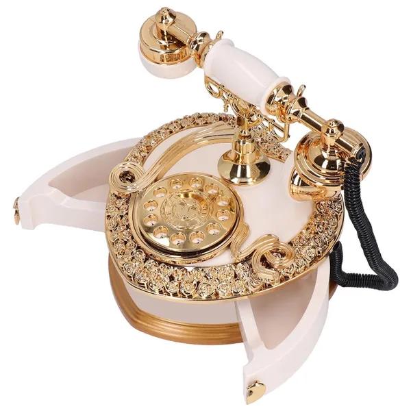 Retro telefonní hrací skříňka ve tvaru srdce Hudební šperkovnice Ozdoby pro dívky Dárek k narozeninám Bílá hudební skříňka