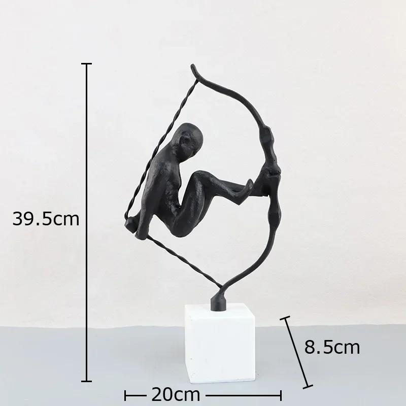 

Bow Pulling Figures Statue Marble Base Desk Decoration Ornaments Modern Crafts Character Metal Sculpture Room Aesthetics Decor