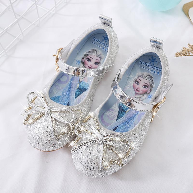 Girls' princess shoes, new spring and summer crystal shoes, little girls' flat shoes, fashionable children's leather shoes, soft-soled single shoes