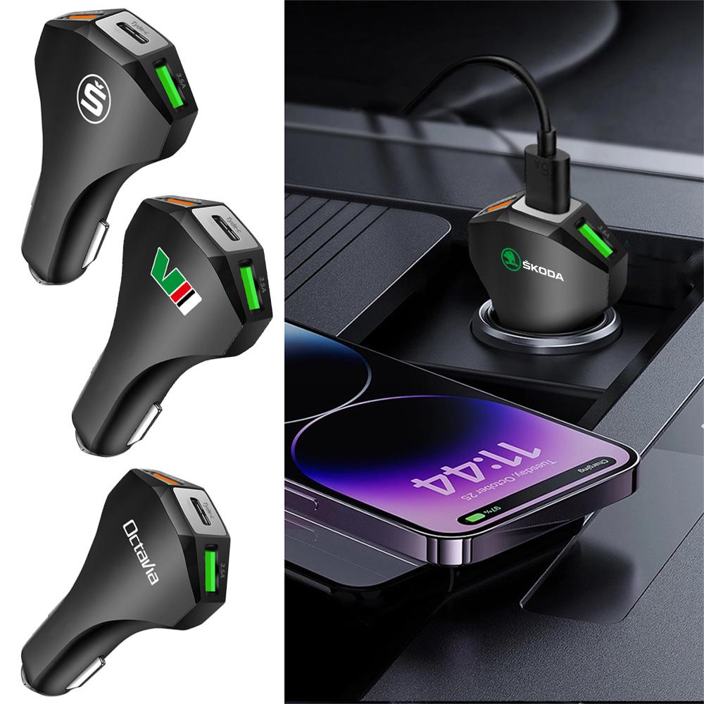 PD 35W Car Charger Type C Fast Charging Mobile Phone Adapter For Skoda S Octavia Rapid Fabia Superb Kamiq Scala VII Kodiaq a7 A5 VO9