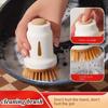 1pc Heavy Duty Press Type Dishwashing Brush with Non Slip Grip , Manual Scrubber for Pots, Pans, Plates , Non Scratch Kitchen, Bathroom Cleaning Brush