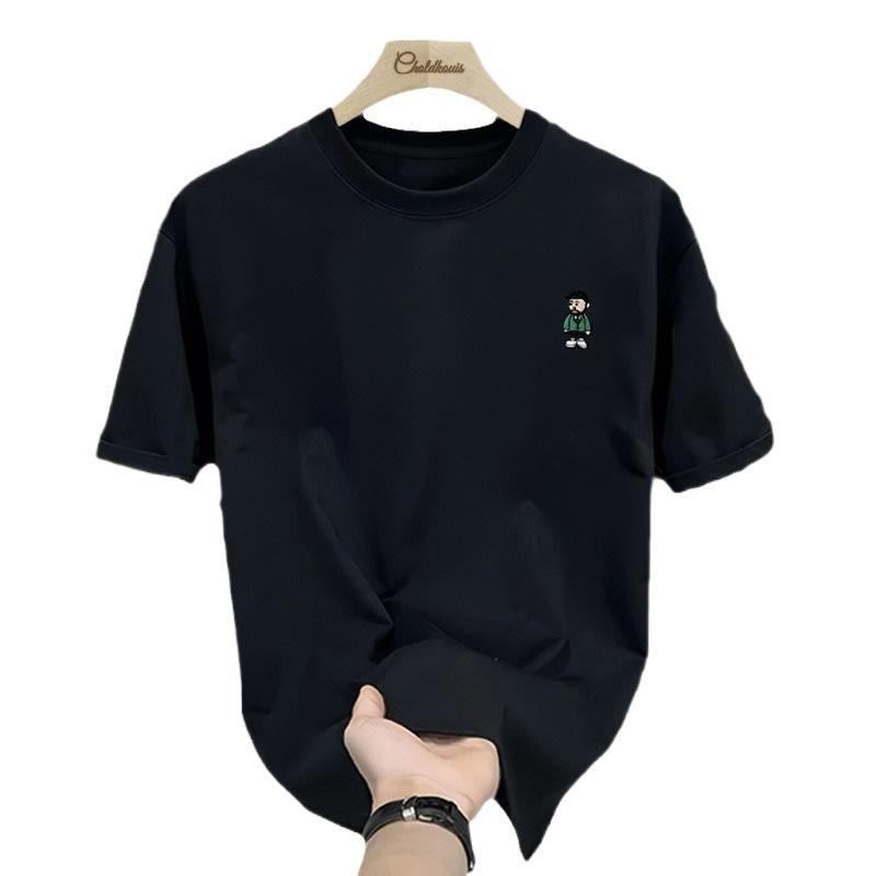 

Сверхпрочная премиальная полностью хлопковая 2025 летняя трендовая брендовая простая модная футболка с коротким рукавом для красивых мужчин и пар XL