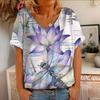 Summer Women's Short Sleeved New Flower Animal Painting 3D Printed Short Sleeved T-shirt