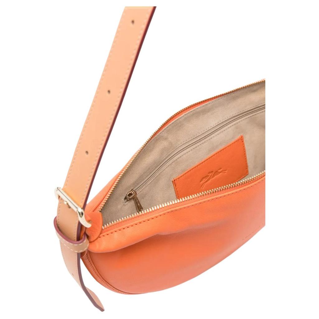 Longchamp Smoothie Half-Bag Half-Round Design Color-Contrast Trim Leather Shoulder Bag Medium Women Shoulder Bag Orange 10312HGP017