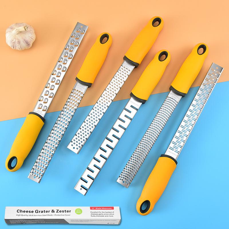 Versatile 304 Stainless Steel Grater with Rubber Handle - Cheese, Potato, Lemon Zester