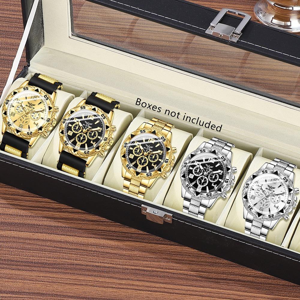 Men's Watch Blu-ray Glass Quartz Watch Classic Watch False Three-eye Digital Alloy Watch