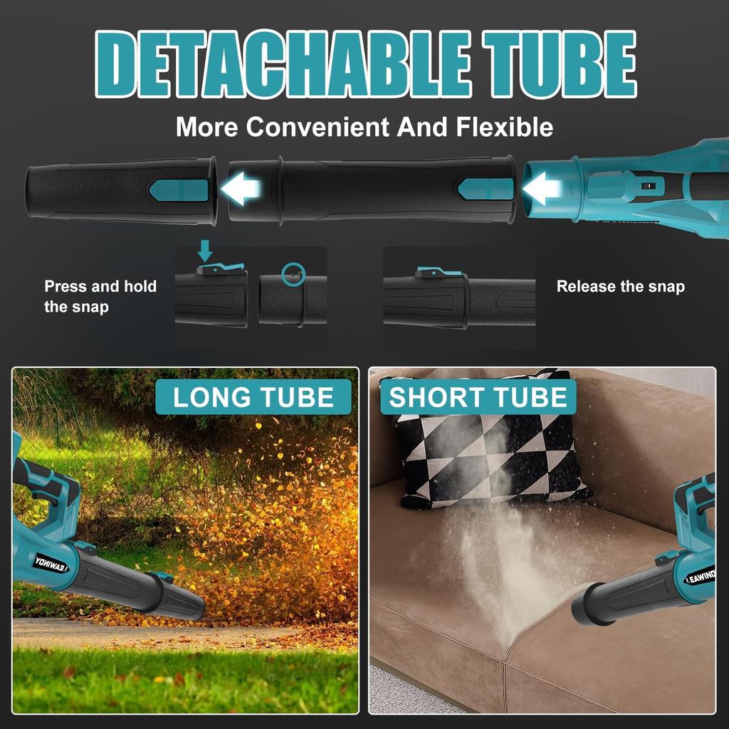 Leaf Blower Cordless, Electric Leaf Blower with 2 * 4.0Ah Batteries and Charger, 450 CFM/160 MPH Leaf Blowers & 6 Speed Levels