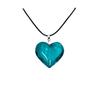 Simple Fashion Large Blue Crystal Glass Heart Pendant Black Leather Rope Necklace for Women Valentine's Day Charm Jewelry Gifts