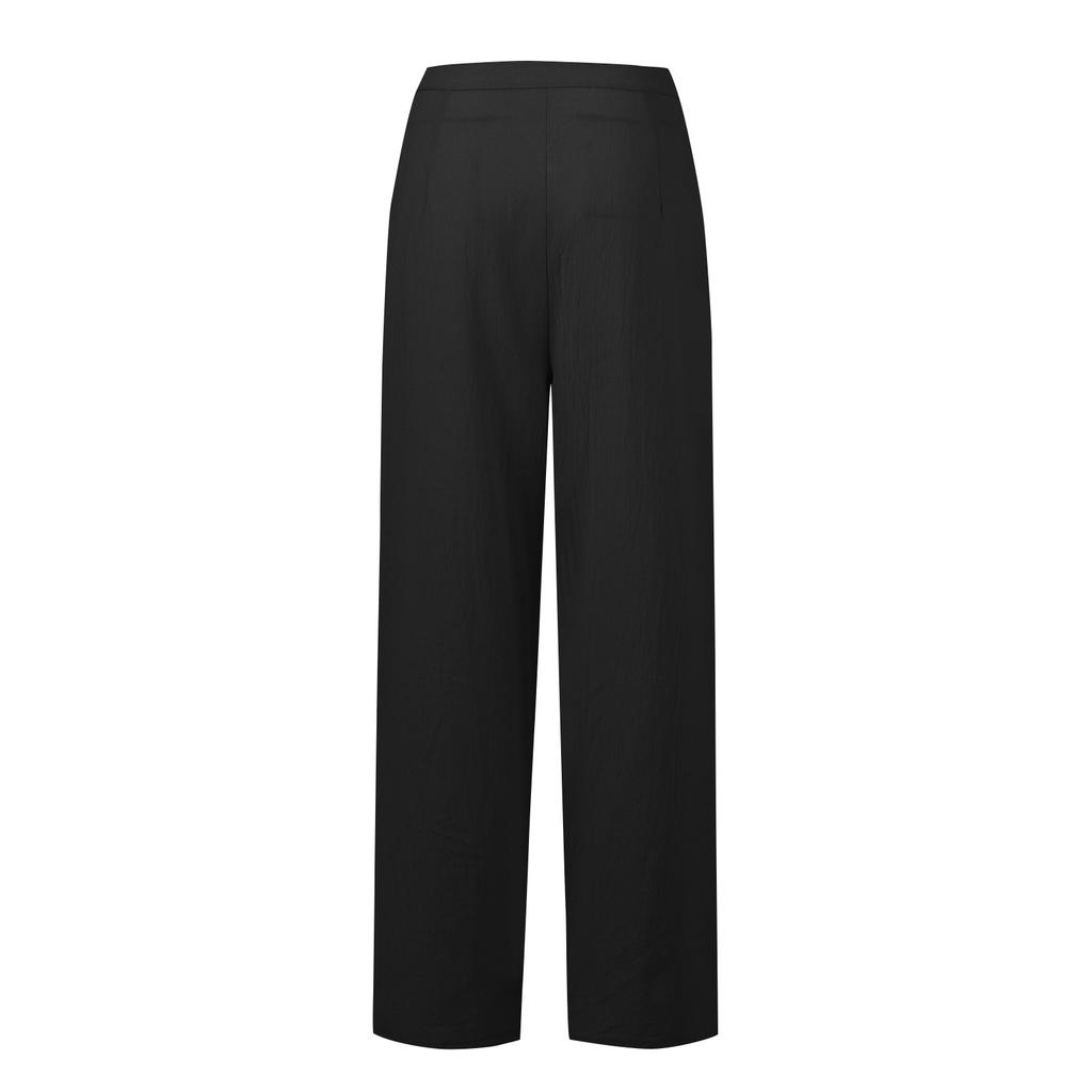 High Waisted Women's Button Up Straight Leg Pants Casual Color Wide Leg Pants