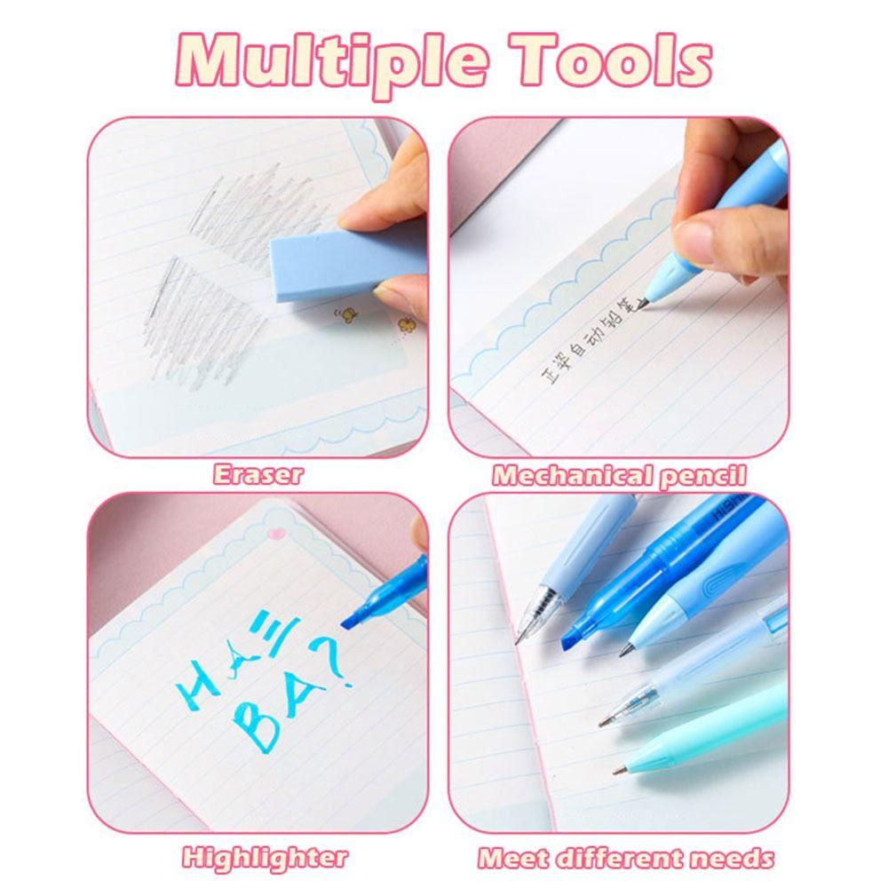 Macaron Color Stationery Set 8-in-1 Ballpoint Pen Durable Eraser  Back To School