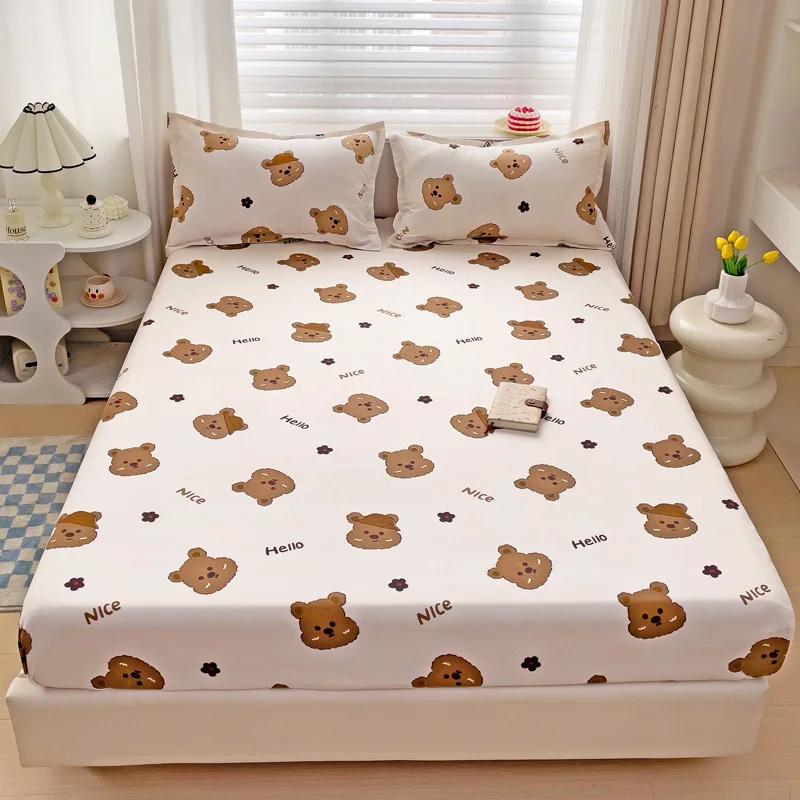 Pink Blooming Flowers Pattern Fitted Sheet Set 3Pcs Romantic Skin Friendly Comfortable Soft Mattress Cover with Elastic Band