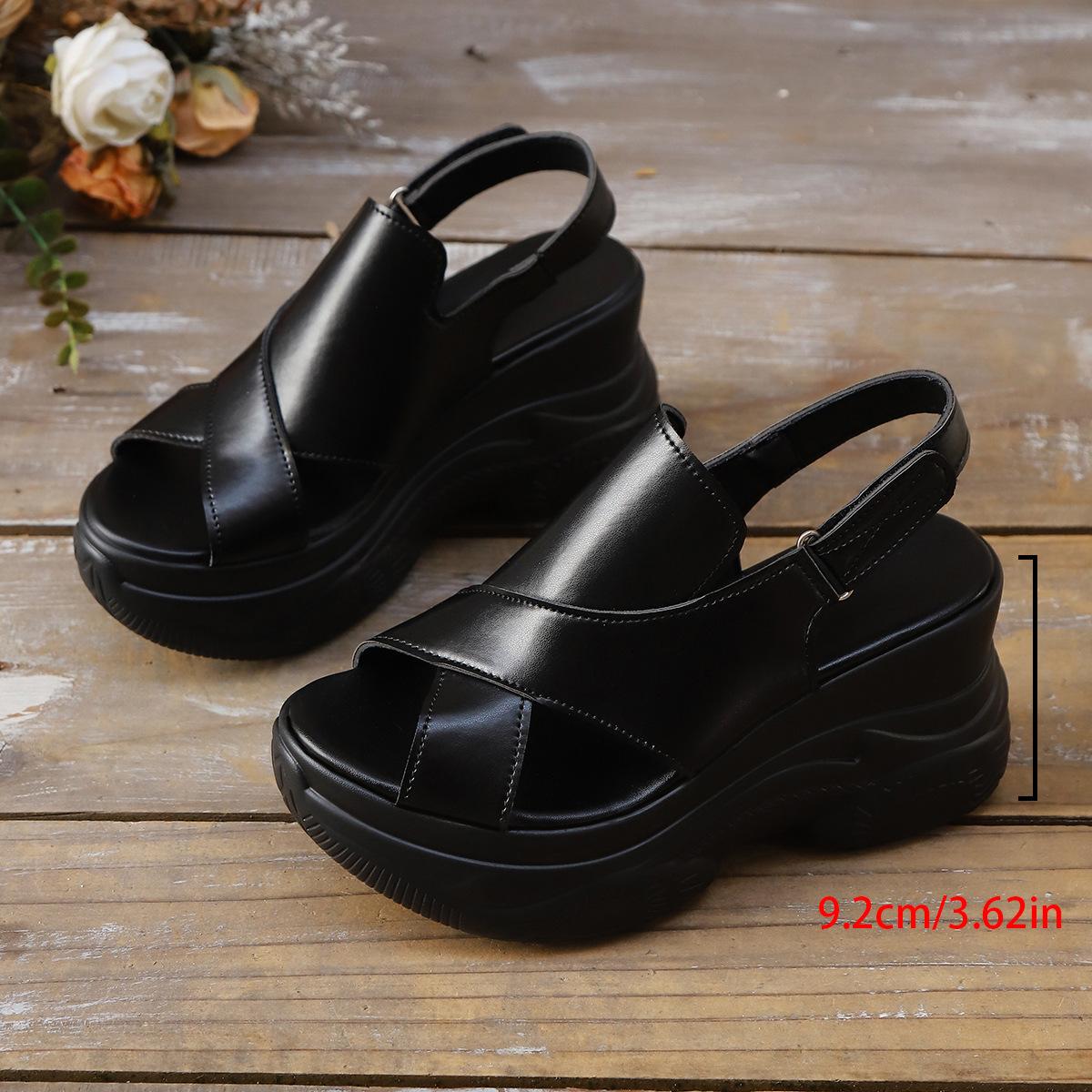 

New Summer Comfortable Round-toe Wedge Light Roman Sandals Non-slip Thick-soled Platform Sandals for Women Sandalias 42