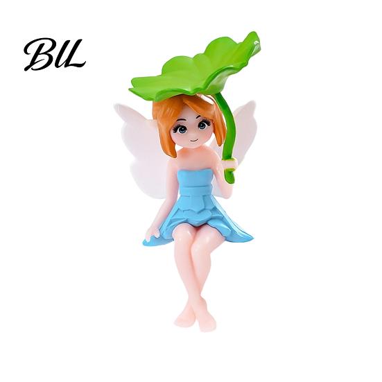 Fairy Garden Decor Miniature Figurines Little Girls Ornaments with Lotus Leaf for Desk Accessory Flower Pot Moss Landscapes Home Shelf Car Delicate
