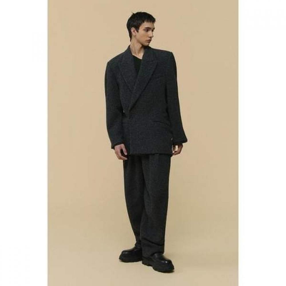 Customellow Gray Loose Fit Wool Falling Back Drape Jacket Cwjaw25991gyx