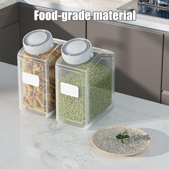 Sealed Food Canister Airtight Food Can with Date Tracker Lid Transparent Grain Storage Can for Beans Pasta Kitchen Pantry Cabinet