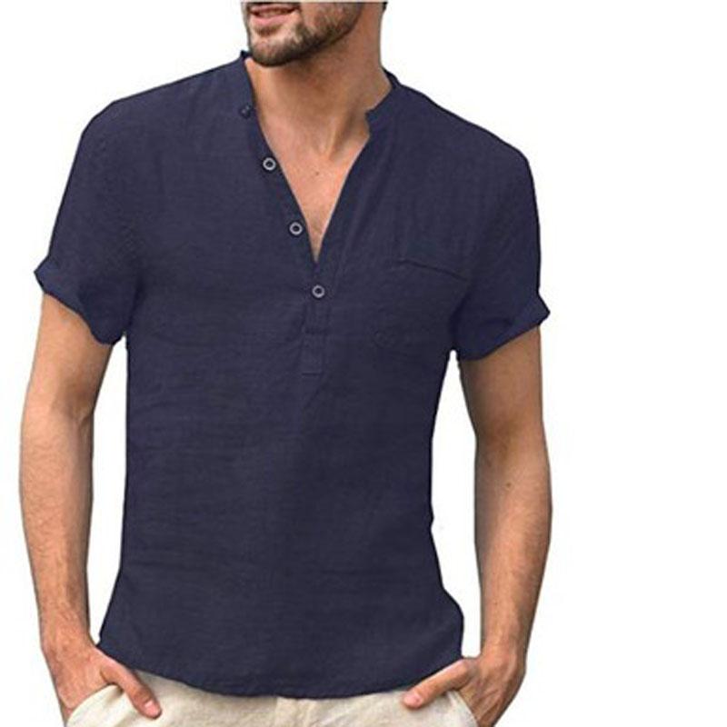 V-Neck Beach Yoga Shirts Cotton Linen 