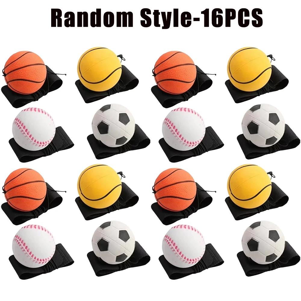 Bouncy Wrist Exercise Ball Hand Therapy Strengthening Elastic Rubber Rebound Trainer with Wristband for Rehabilitation Training