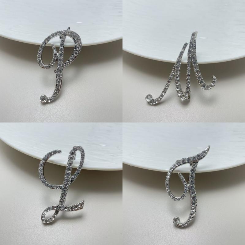 Fashion Alphabet Letter Brooch Pin Full Crystal Rhinestone Encrusted Minimalist Clothing Accessory For Women