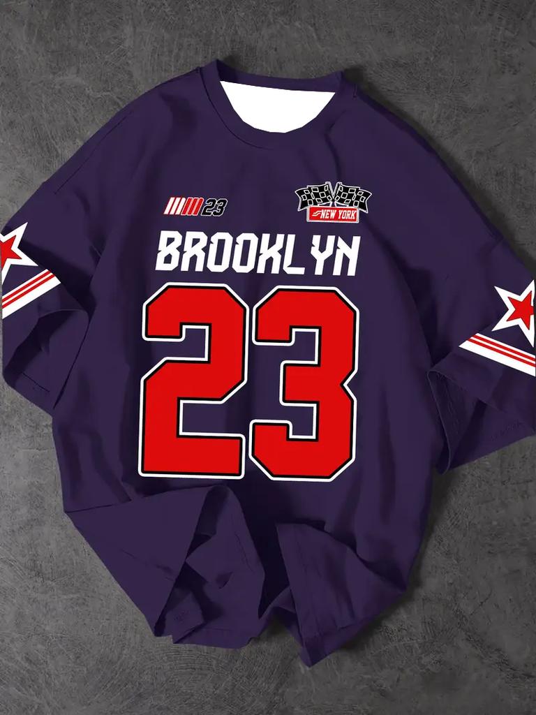 Męska koszulka sportowa Brooklyn 23 nadruk krótki rękaw T-shirt letni graficzny T-shirty plus size damska koszulka sportowa topy