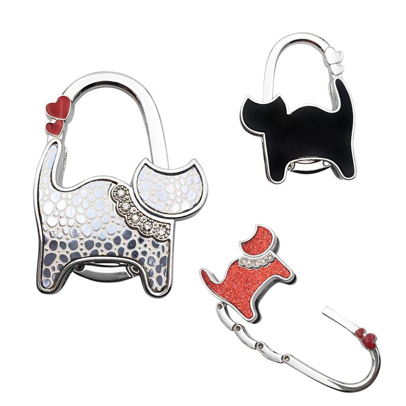 Two-heart Cat Bag Hook: Customizable Logo, Inner-Folding Table Edge Hook for Ladies