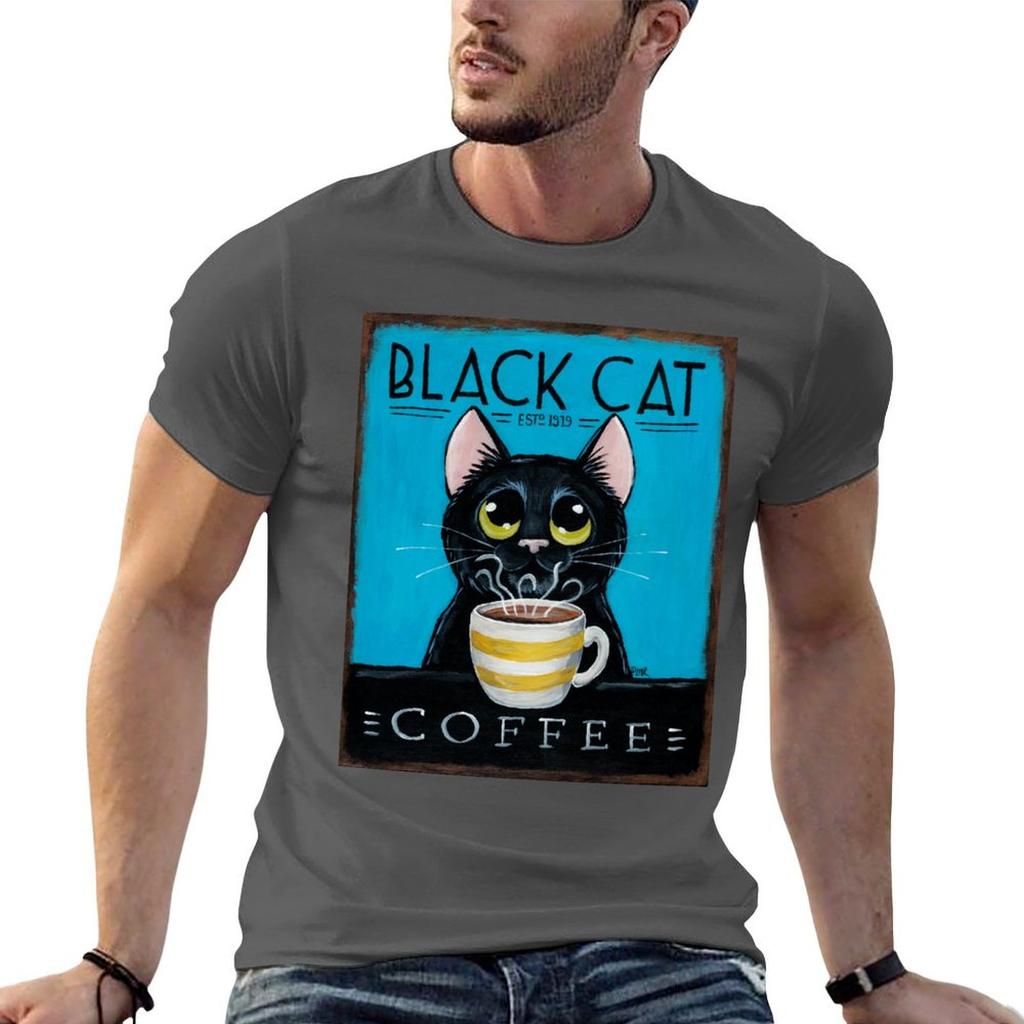 Black Cat Coffee TShirt Soft Durable Cotton TShirt