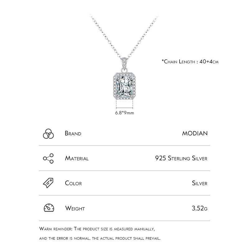 Modian 925 Sterling Silber Rechteck 5A Zirkonia Funkelnde Anhänger Halskette Kette Charm Hochzeit Verlobungsschmuck Für Frauen