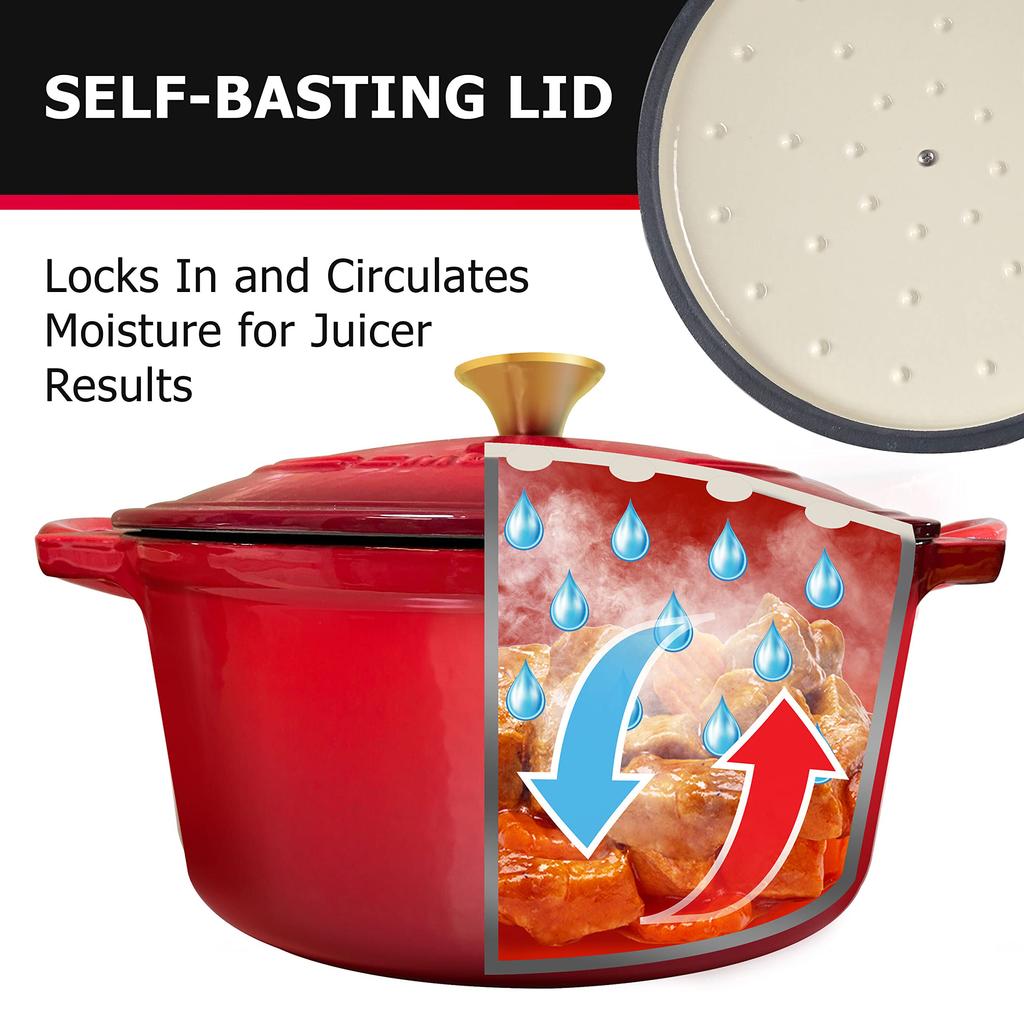 22cm Enameled Cast Iron Dutch Oven With Lid Heavy-Duty Casserole Dish Braiser Pan For Stews Baking 3QT Kitchen NonStick Stew Pot