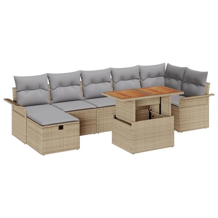 VidaXL Ensemble de canapés de jardin 8 pièces avec coussins Beige Poly Rotin 3359920