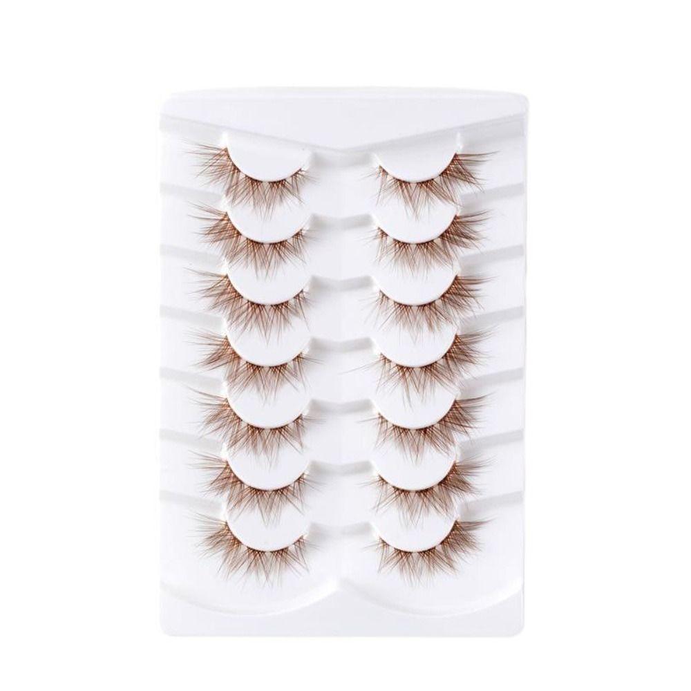 

7 пар коричневых аниме-ресниц манга из норки, пушистые ресницы, трендовые пучковые ресницы, женская красота коричневый