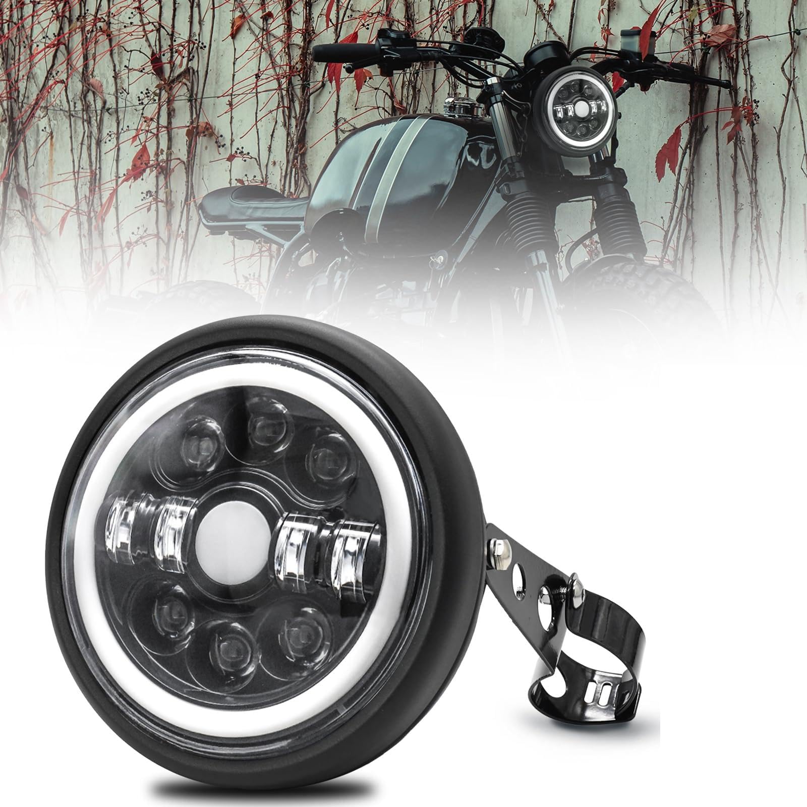 

Motorcycle Headlights,7 Inch Motorcycle LED Headlight Housing Bucket and High/Low Beam Turn Signal DRL Type 2 чёрный