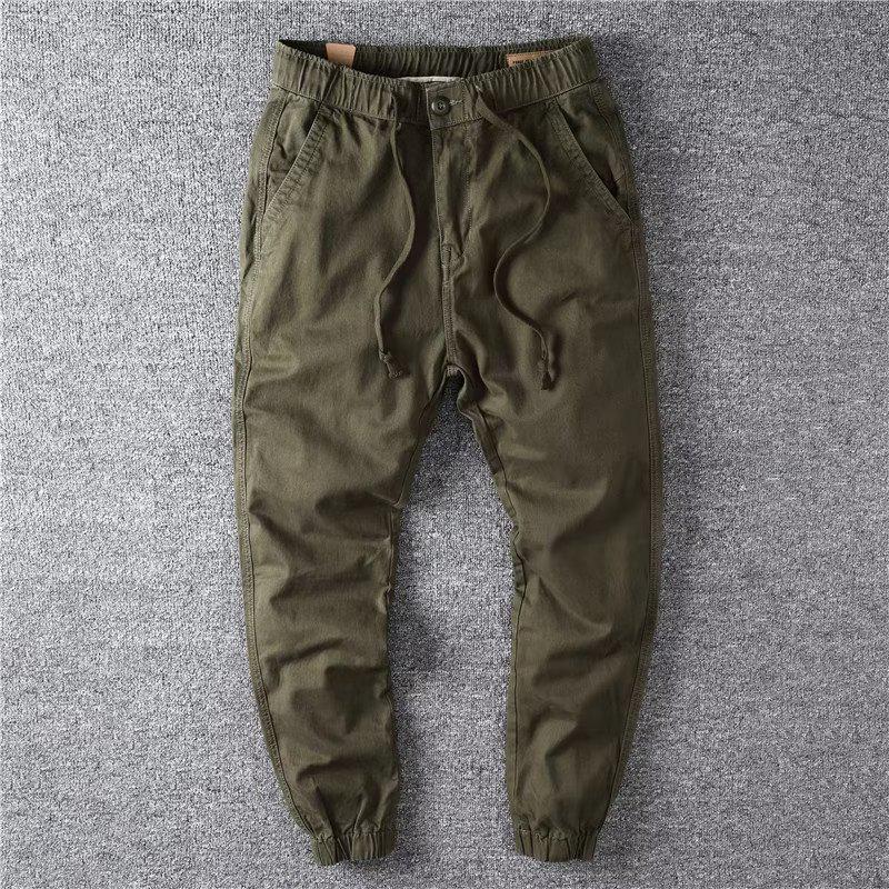 Herren Schwere Retro Einfarbige Bündchen Freizeithose für Frühling und Herbst - Japanischer Khaki Arbeitsstil