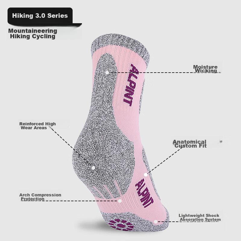 Almonte Outdoor Hiking Socks for Women, Professional Mountaineering Socks, CoolMax Socks, Thickened Quick-Drying Breathable Sports Socks