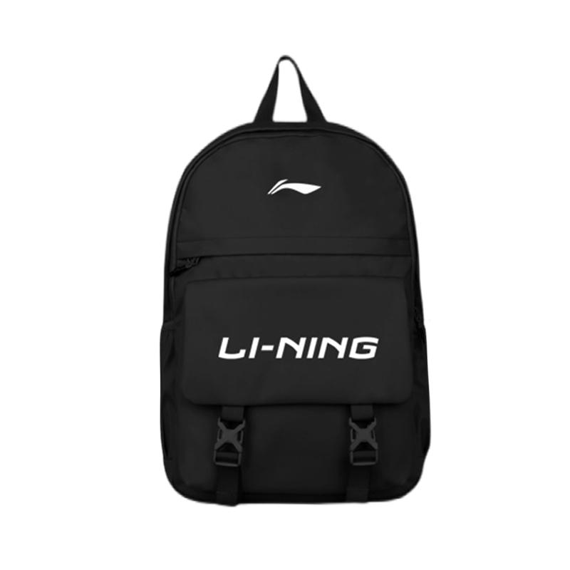 Li Ning Childrens Letter Logo Backpack Comfortable Polyester Backpack Kids Backpacks Black YBSU179-1 Standard Black