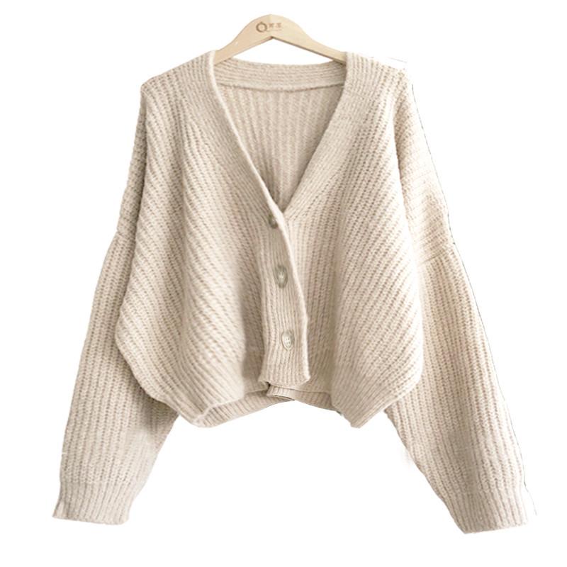 Women's Retro V-Neck Knitted Cardigan Sweater Coat - Autumn/Winter 2021 Collection
