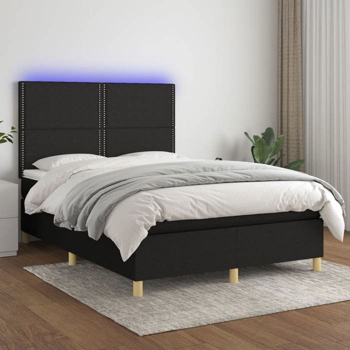 VidaXL Sommier à Lattes de Lit avec Matelas et LED, Lit Rembourré, Lit Double, Lit Adulte de Chambre à Coucher Intérieur, 3135359