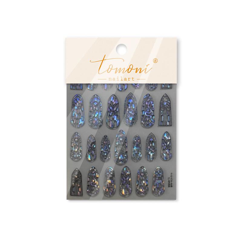 

Ретро Блискуча квітка Вікно Наклейки для нігтів Мрійливий метелик Геометрична рамка Наклейки для нігтів Прикраси для манікюру to4150