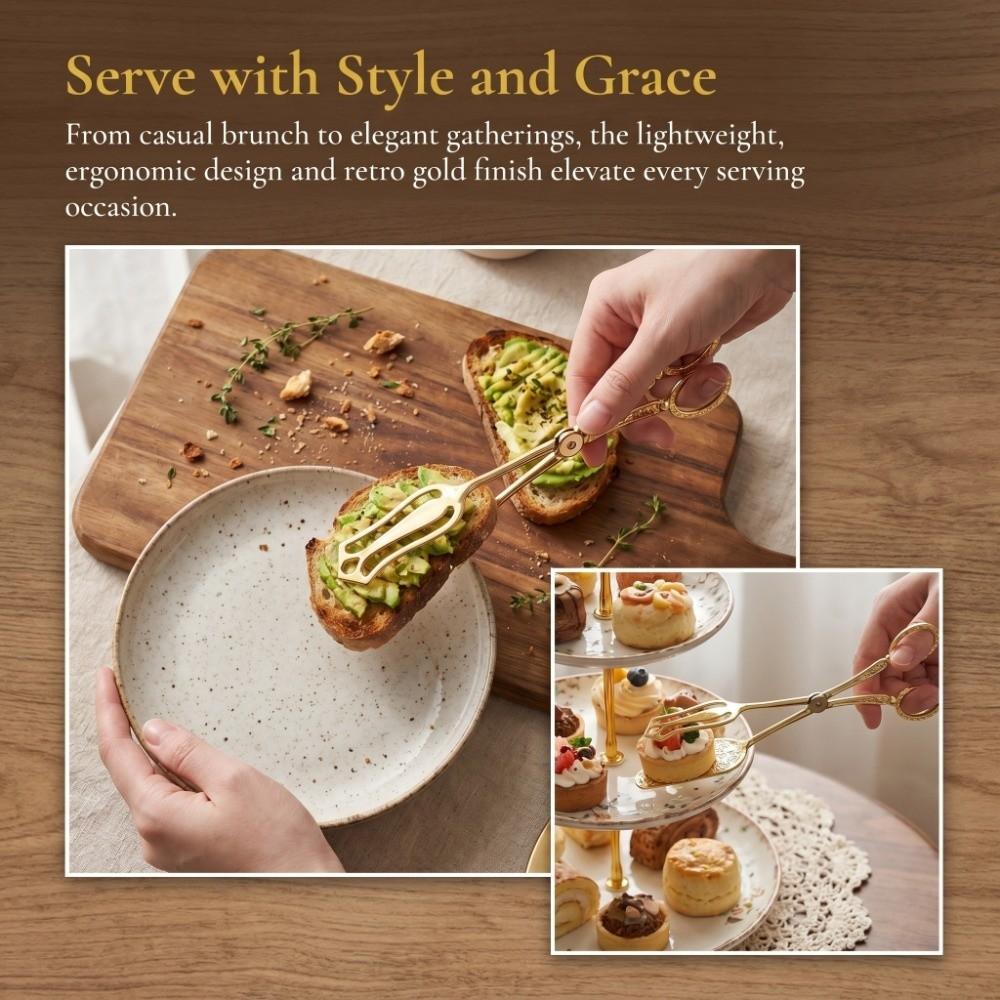 Zinc Alloy Buffet Clamps Long Handle Food Serving Tongs Lightweight Pastry Tongs Salad Serving